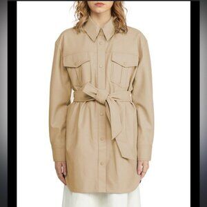 NVLT x Anthropologie Tan Vegan Leather Trench Coat large - New with Tags